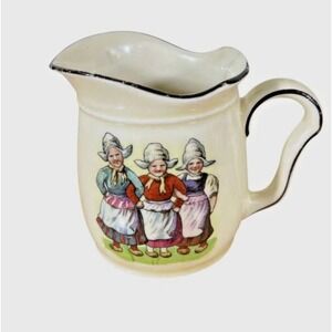 Floretta Ware Austria Porcelain VTG Milk Pitcher With Dutch Design 3.5 inches